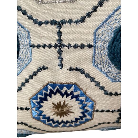 Celerie By Kemble Square Pillow Perigold Designer 20” Duck Feathers India Blue - Picture 3 of 9